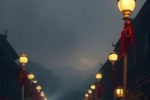 《雾中列车》剧照：浓雾中的铁轨与信号灯